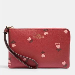 Coach Wristlet With Heart Floral Print